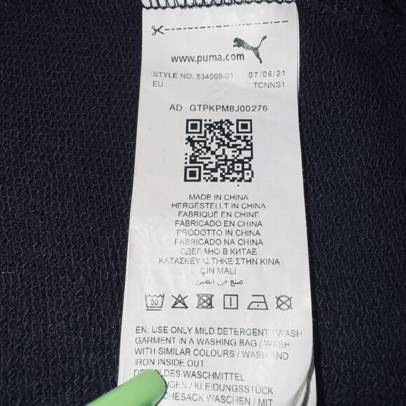 Puma The NeverWorn Hoodie SM Black Embroider Green 3D Patch Heavy Reverse Weave - Picture 6 of 8